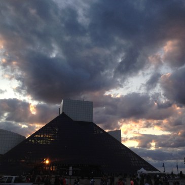 The exterior of The Rock and Roll Hall of Fame in Cleveland, Ohio
