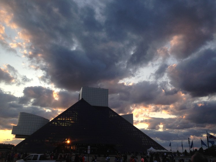 The exterior of The Rock and Roll Hall of Fame in Cleveland, Ohio